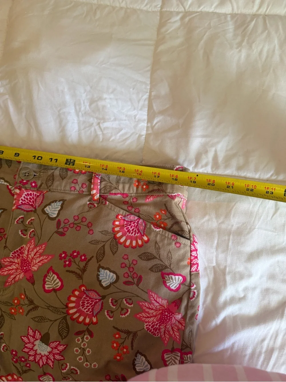 St. John's Bay Khaki Floral  Bermuda Shorts - Pink Accents